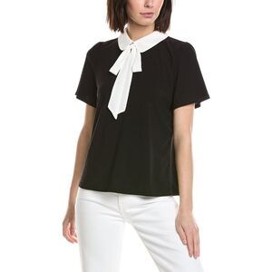 Cece Womens  Short Sleeve Collared Blouse, Black